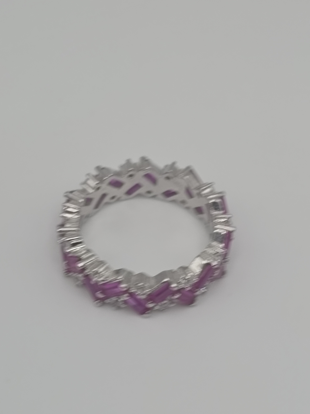 Sterling Silver 925 Ring with Pink Baguette Stones and Clear Accents - Picture 5 of 9